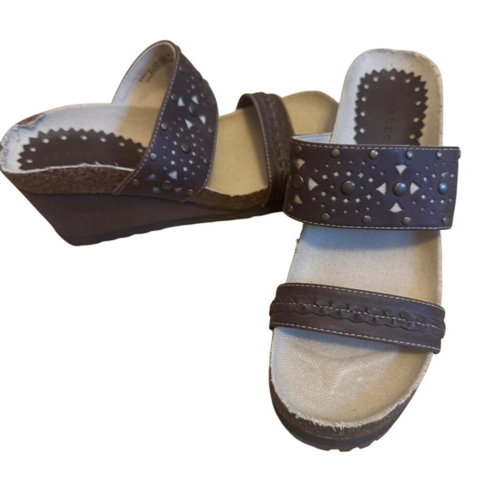 Apostrophe Women's Size 8 Wedges Bohemian Western Braided Studded Strappy